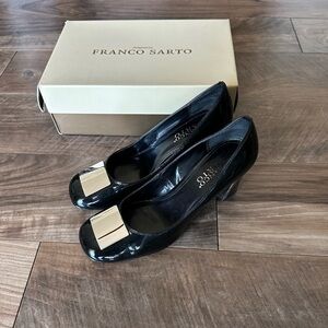 Franco Sarto Black Pumps with Silver Accent
